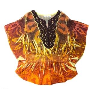 Ruffled Butterfly Sleeves Yellow Top Sz S